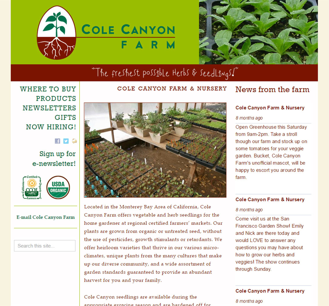 Cole Canyon Farm website
